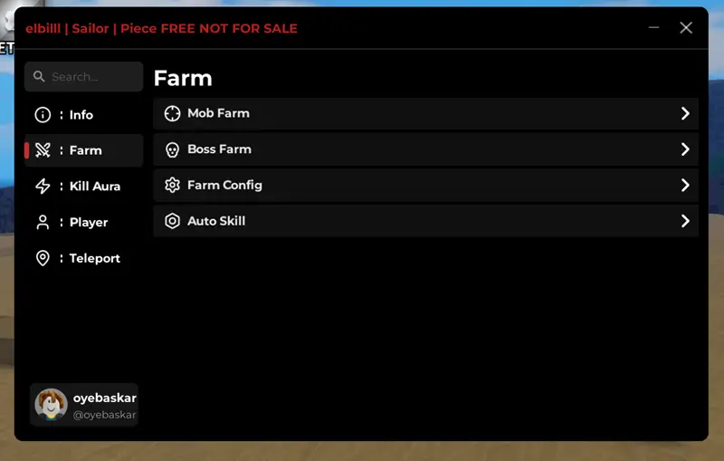 elbilll Sailor Piece Script [No Key] - Auto Farm, Kill Aura, Teleport